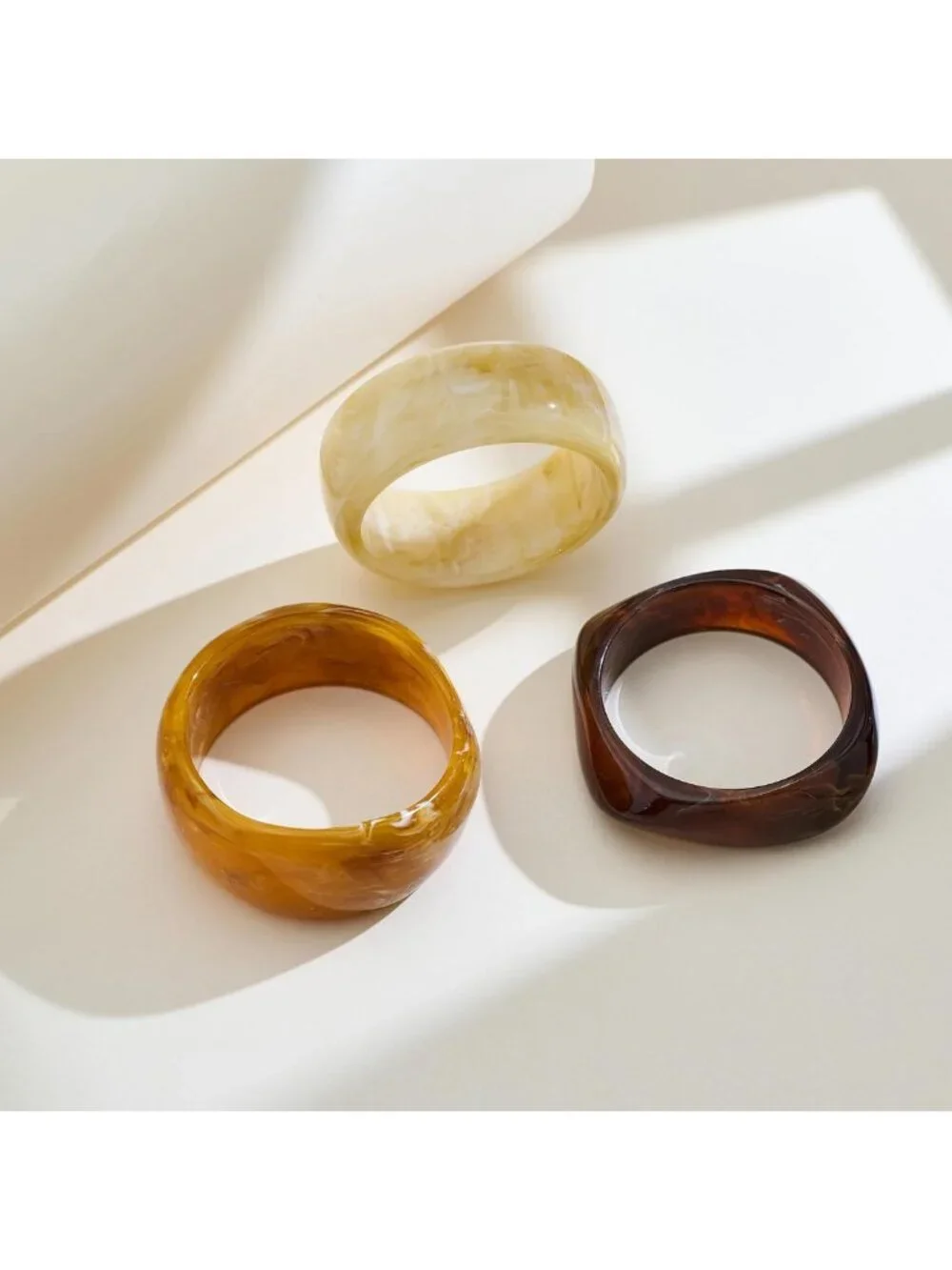 Vintage Tortoiseshell Chunky Resin Bangle Set | Wide Acrylic Statement Bracelet